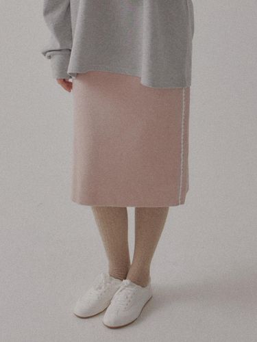 Soft Wool Lace H-line Midi Skirt [PINK] - DEARSTALKER - Modalova