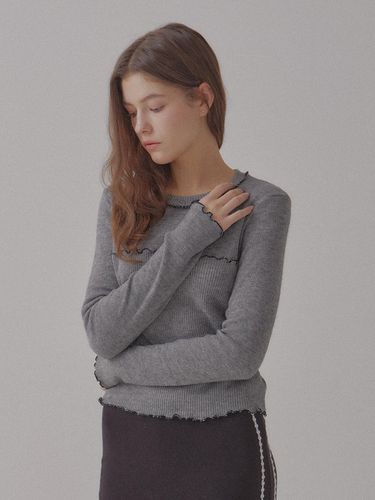 Layered Round Daily Fit Knit Top [Grey] - DEARSTALKER - Modalova