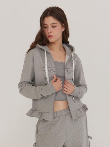 Ruffle Hooded Zip-up Jacket [Grey] - DEARSTALKER - Modalova