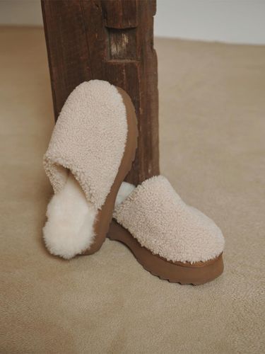 Wool Plush Fur Platform Slipper [Ivory] - LeftSeoul - Modalova