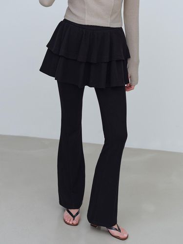 Ruffle Skirt Layered Bootcut Pants [Black] - YUSE - Modalova