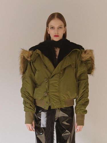 Fur Military Puffer Jacket - PROJECT WAVE - Modalova