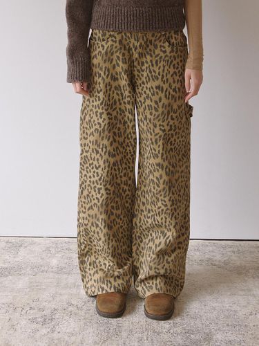 Leopard Print Cotton Carpenter Pants - PROJECT WAVE - Modalova