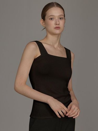 Cashmere Sleeveless Square Neckline Top [Black] - hyyk - Modalova