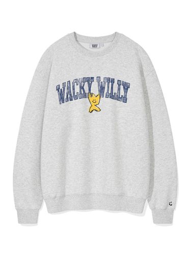 Logo Typography Semi-Overfit Brushed Fleece Sweatshirt [Light Grey] - Wacky Willy - Modalova