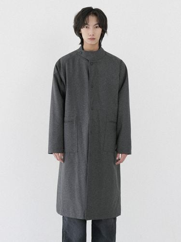 Wool Long Bomber Coat [Gray] (DM1035) - WAAR FOR MEN - Modalova