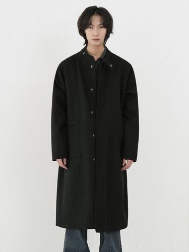 Wool Long Bomber Coat [Black] (DM1035) - WAAR FOR MEN - Modalova