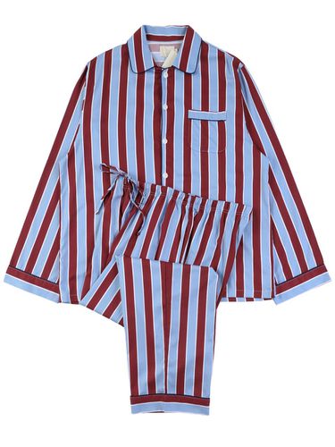 Cotton Modal Stripe Collared Set - FOVERE - Modalova