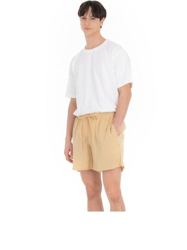 Sand Stripe Elastic Waist Cotton Blend Shorts - FOVERE - Modalova