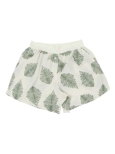 Leaf Pattern Cotton-Rayon Elastic Waist Shorts - FOVERE - Modalova