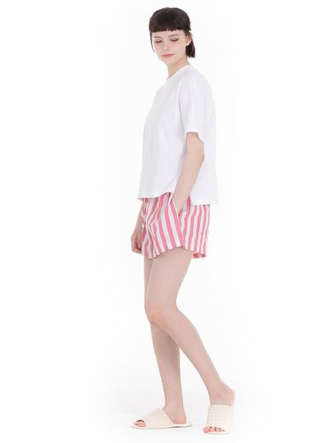 Berry Stripe Cotton Blend Shorts - FOVERE - Modalova