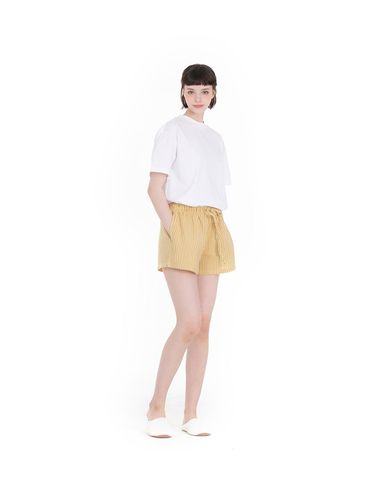 Sand Stripe Elastic Waist Cotton Blend Shorts - FOVERE - Modalova