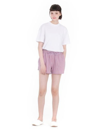 Classic Striped Cotton-Blend Elastic Waist Shorts - FOVERE - Modalova