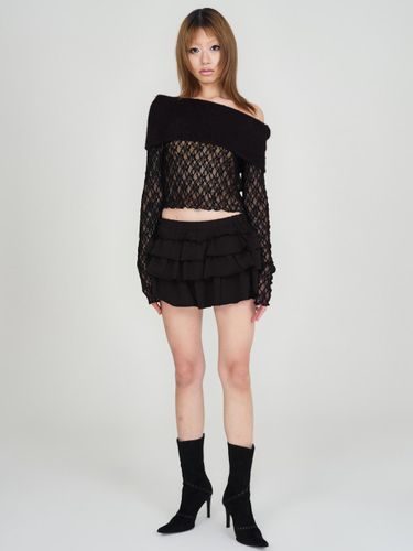 Frill Mini Terry Skirt [Black] - EXPIRED GIRL - Modalova