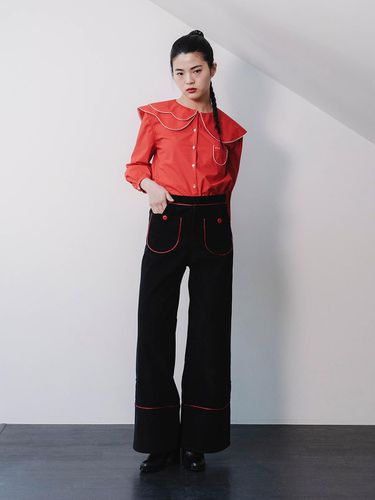 Semi-Wide Low-Rise Corduroy Pants [Black] - GAYEON LEE - Modalova