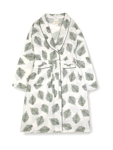 Botanical Print Cotton-Rayon Lightweight Robe - FOVERE - Modalova