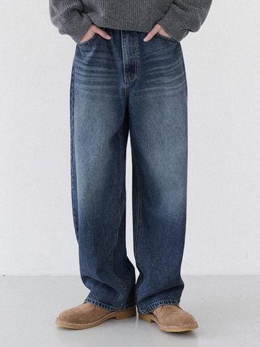 Wide Leg Premium Cotton Denim Pants [Blue] (M244) - WAAR FOR MEN - Modalova