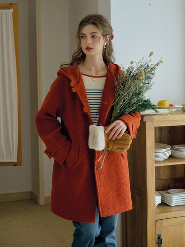 Midi Hooded Wool Blend Coat - Simple Retro - Modalova