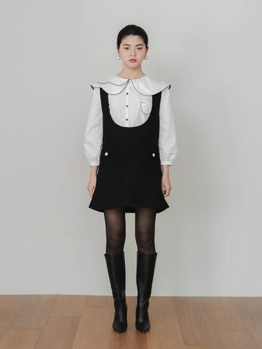 Twill Wool Mini Vest-Style Dress [Black] - GAYEON LEE - Modalova