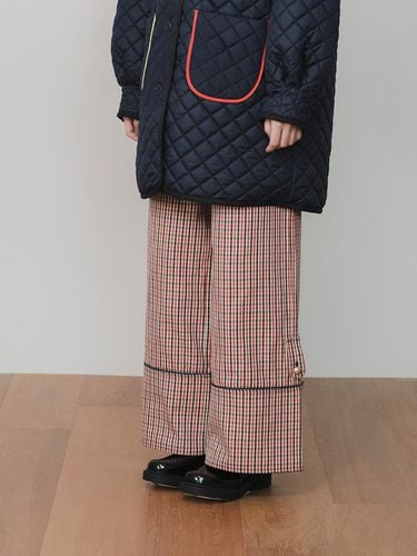 Semi-Wide Low-Rise Check Trousers - GAYEON LEE - Modalova