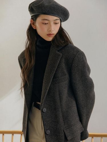 Semi-overfit Double-woven Wool Blazer Coat [Charcoal Brown] - MANNON - Modalova