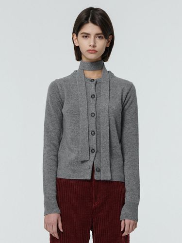 Merino Wool Tie Double-layered Cardigan [Gray] - OUTSHELL - Modalova