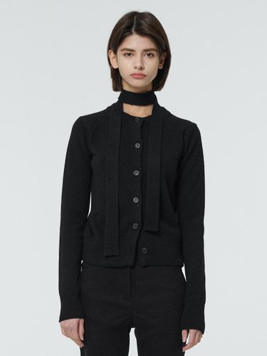 Merino Wool Double-Layered Tie Cardigan [Black] - OUTSHELL - Modalova