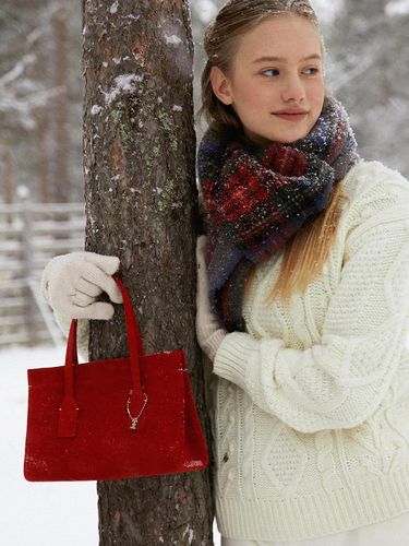 Compact Cowhide Suede Bag [RED] - FOLNUA - Modalova