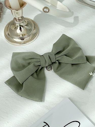 Vintage Cameo Satin Wide Ribbon Barrette [GREEN] - oar - Modalova