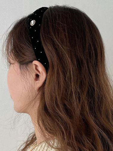 Cameo Gold Dot Velvet Volume Hairband [] - oar - Modalova