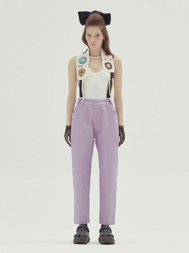 Cotton Tapered Denim Pants [Lavender] - emilee F - Modalova