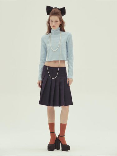 Romantic Pleated Cropped Top [BLUE] - emilee F - Modalova