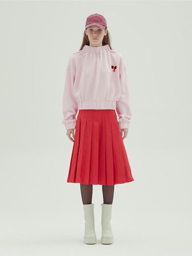 Cropped Drop Shoulder Cotton Sweatshirt [Pink] - emilee F - Modalova