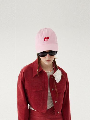 Bio-washed Embroidered Logo Ball Cap [Pink] - emilee F - Modalova