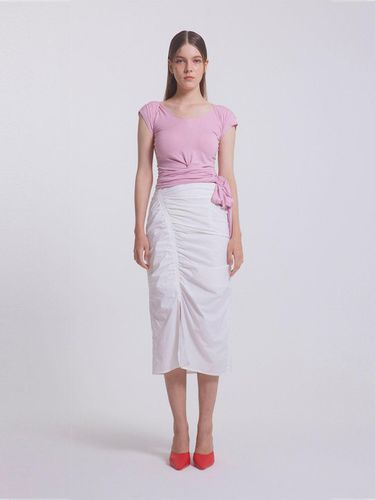 Draping Twisted Sleeve Jersey Top [Pink] - emilee F - Modalova