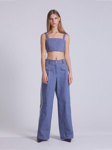 Cotton Minimal Denim Top [Blue] - emilee F - Modalova