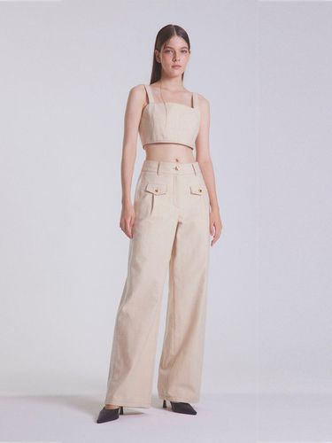 Cotton Minimalist Denim Top [Beige] - emilee F - Modalova