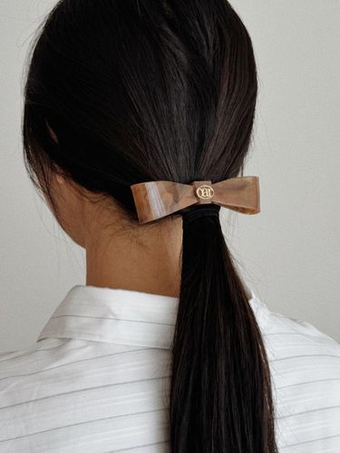 Classic Marble Ribbon Hair Barrette [] - oar - Modalova