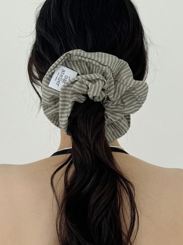 Wide Stripe Cotton Soft Scrunchie [] - oar - Modalova