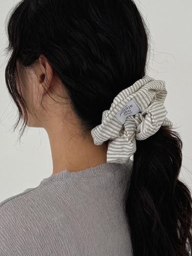 Wide Stripe Cotton Soft Scrunchie [] - oar - Modalova