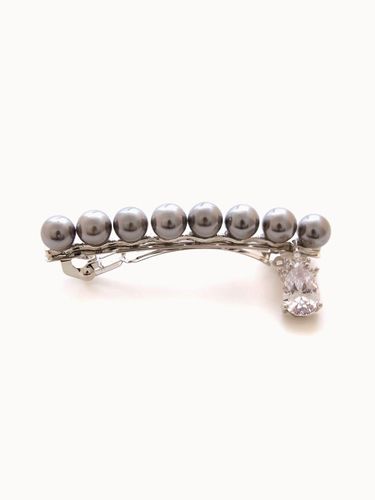 Cubic Pearl Brass Auto Hair Pin [Black] (H01265) - J.Lauren - Modalova