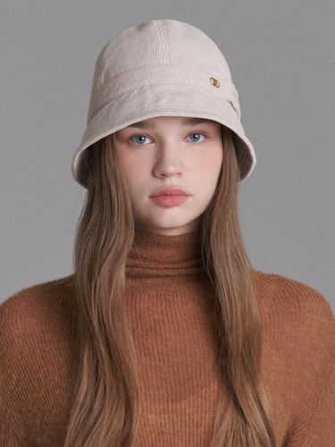 Corduroy Adjustable Round Bucket Hat - WHITE SANDS - Modalova