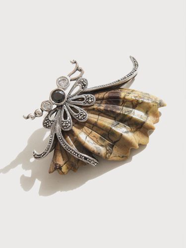 Butterfly Sterling Agate Gemstone Brooch (BB0429) - J.Lauren - Modalova