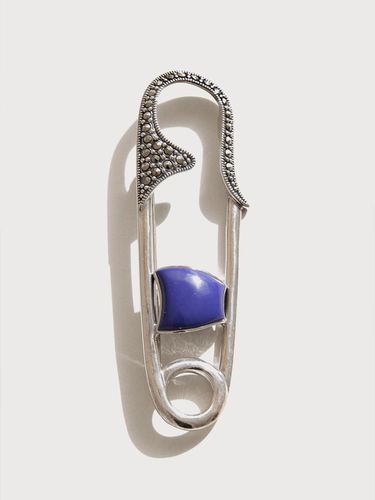 Sterling Silver Marcasite Lapis Lazuli Brooch (BB0430) - J.Lauren - Modalova