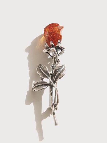 Amber Stone Flower Sterling Brooch (Bb0431) - J.Lauren - Modalova