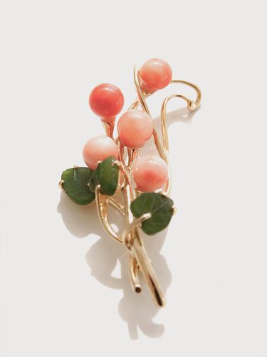 Jade Natural Stone Gold Plated Brooch [] (BB0436) - J.Lauren - Modalova