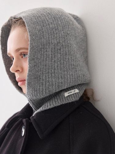 Alpaca Wool Knit Balaclava [Grey] - emilee F - Modalova