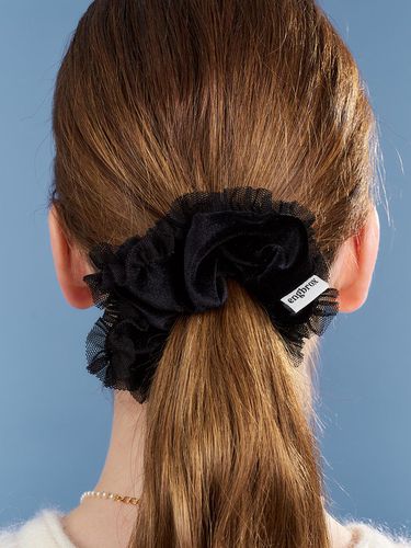 Velvet Lace Elastic Hair Scrunchie [/Black] - ENGBROX - Modalova