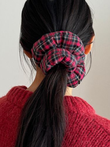 Tartan Check Padded Cotton Hair Scrunchie [] - oar - Modalova