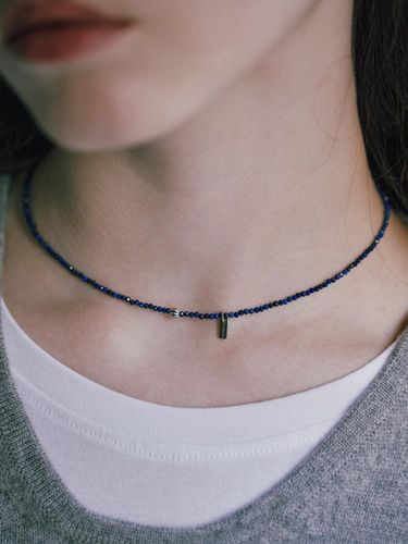 Pumpkin Beaded Lapis Lazuli Silver Necklace - hyeres-lor - Modalova